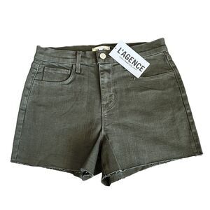 L’Agence Betty Denim Shorts Womens Size 25 Olive Green